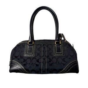 Coach Black and Gray Signature Satchel handbag